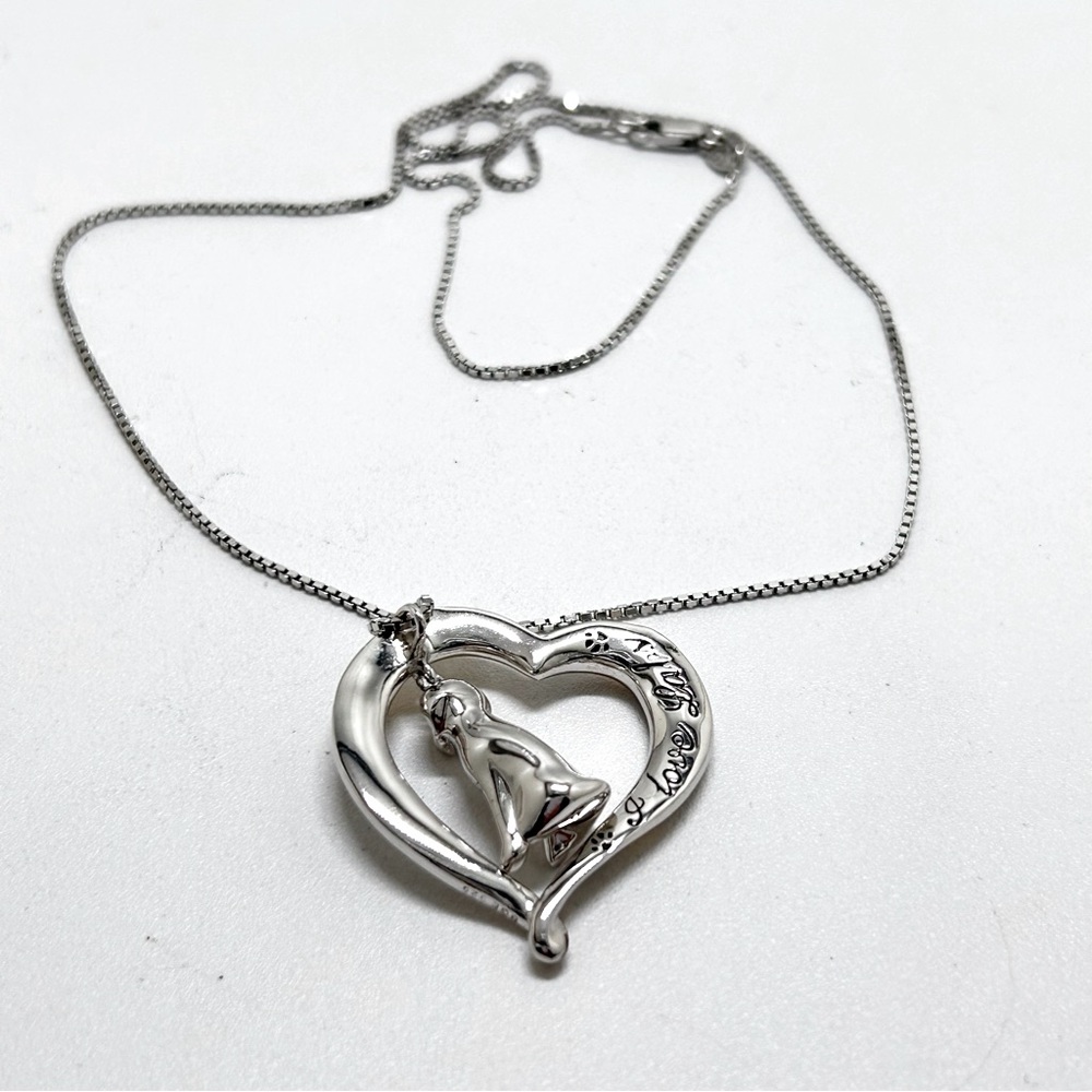 The Bradford Exchange, Sterling Silver Necklace, I Love Labs, Heart Pendant, Dog - Picture 7 of 8